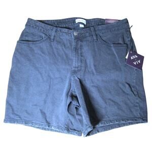 Ava & Viv Women's Bermuda Shorts Black Cotton Denim Pockets Size 17 Waist 36